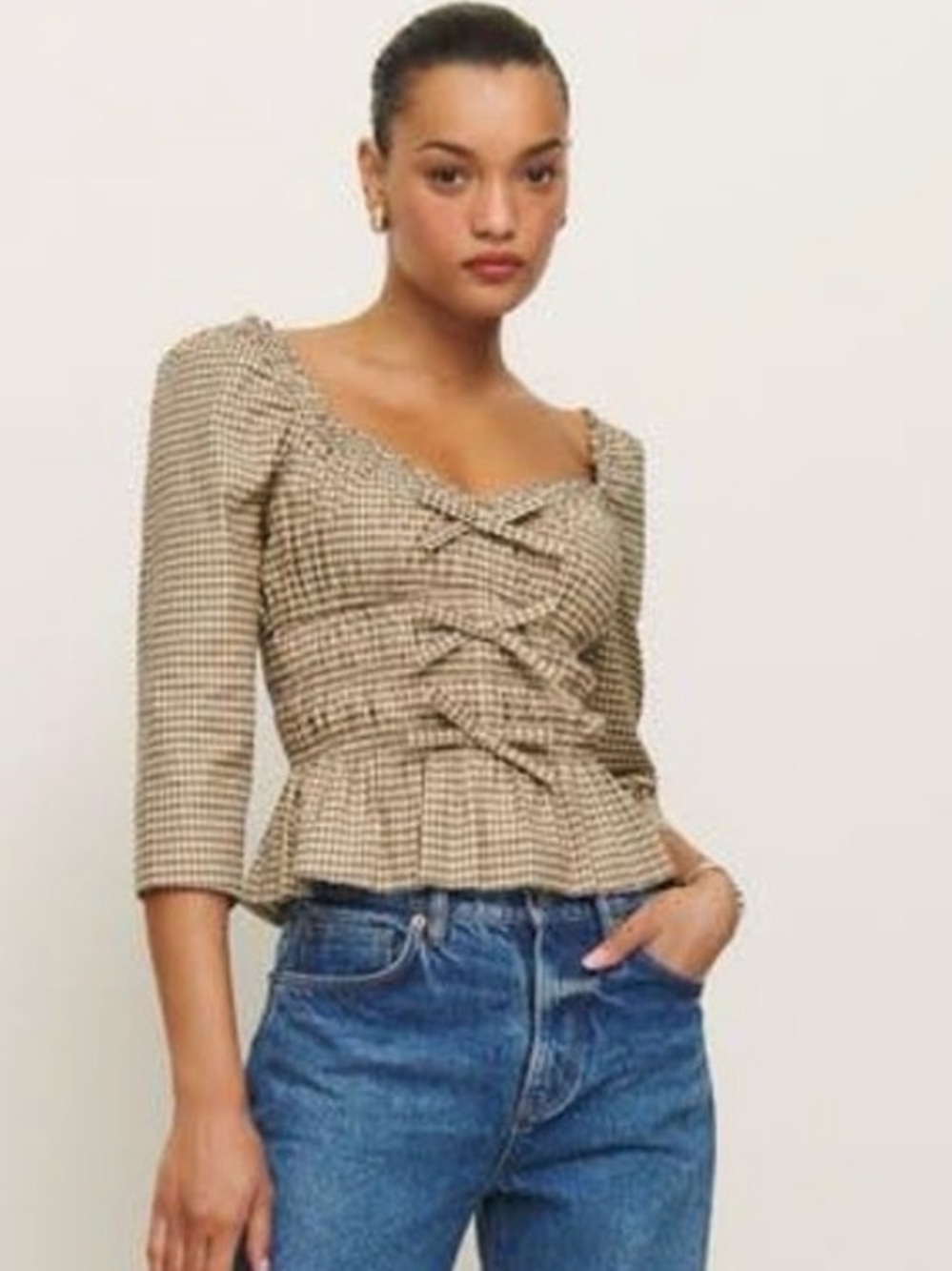 Reformation Lauryn Plaid Check Top - Women’s Size 10 - New